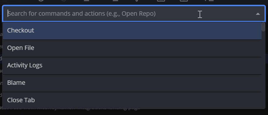 Typing in the Command Palette to filter results